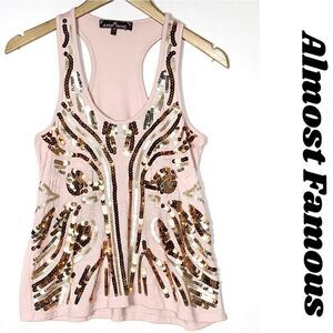 Almost Famous Pink Sequin Tank Top